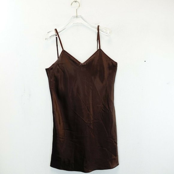 MORGAN TAYLOR Women's Chocolate Brown‎ Cami Blouse MEDIUM Intimate Silky Strap - Picture 1 of 10